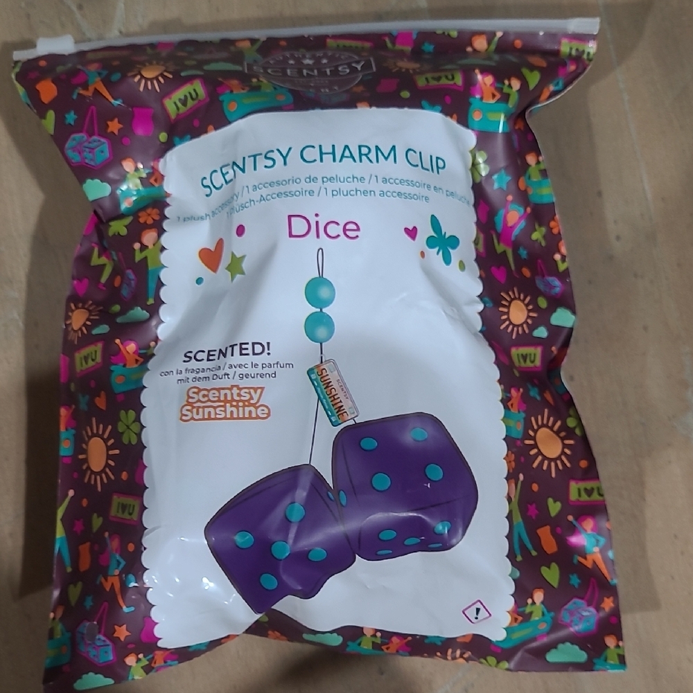 Scentsy Purple and Blue DICE Charm Clip